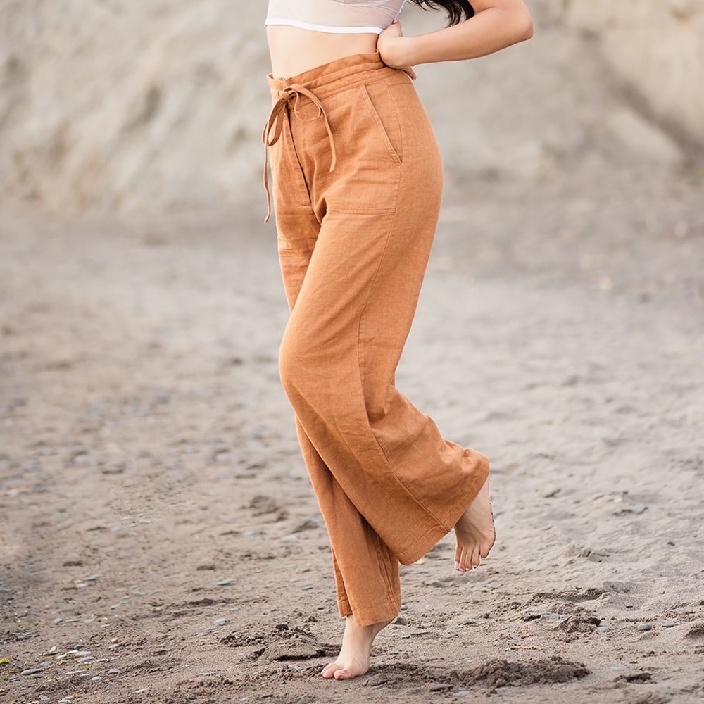 Doen Riviera Silk and Linen High waisted Pants Size 26